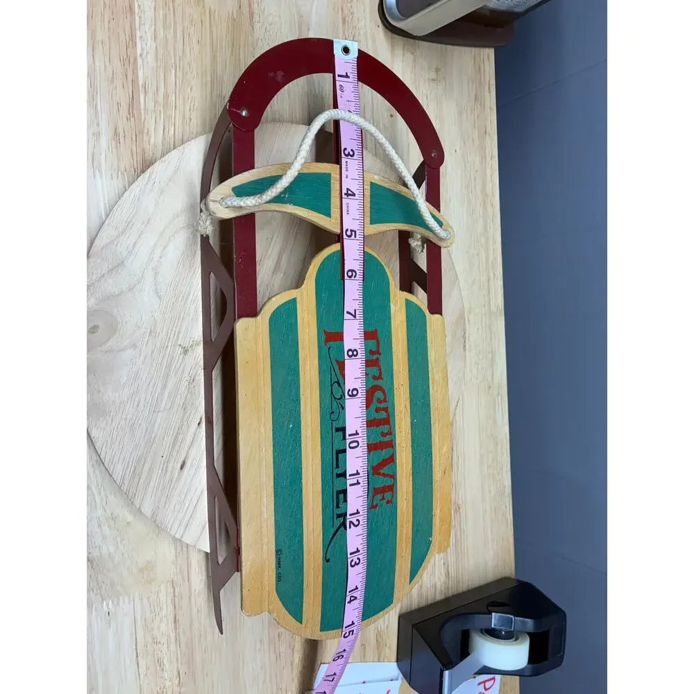Pair of Wooden Sled Christmas Decorations | Festive Flyer 1995 Rustic Farmhouse